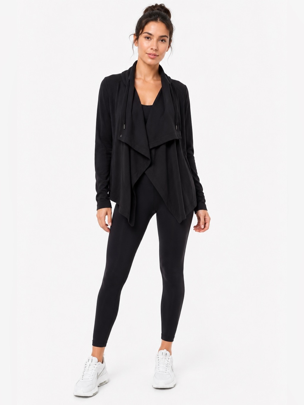 Lululemon Black Wrap Front Cowl Neck Modal Jacket Cardigan‎ Size 10 athleisure